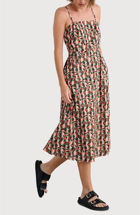 Seasalt Cornwall Madern Floral Check Organic Cotton Sundress in Table Flowers Dark Citron at Nordstrom, Size 14 Us