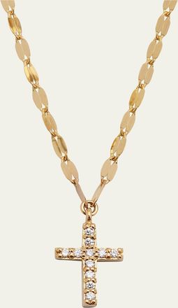 Lana Jewelry 14K Gold Flawless Mini Cross Pendant Necklace