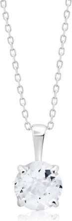 MAX + STONE 14k Yellow or White Gold 6mm Gemstone Round Pendant Necklace with 18 Inch Chain