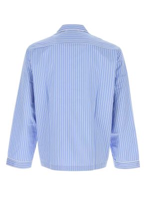 Tekla Unisex Embroidered Cotton Sateen Shirt Eveningblue Exterior: Organic Camicie
