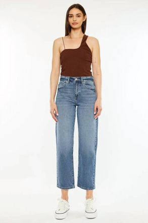 Kancan Jordana High Rise True Straight Leg Jeans In Blue