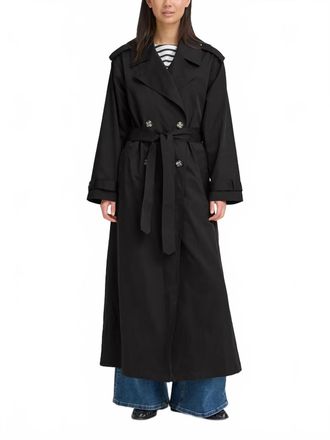 Ichi Belted Trench Coat In Black