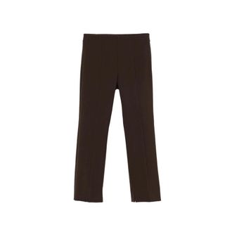 PESERICO Geknipte Slim-Fit Broek - Dames - Straight fit broeken - Bruin - M - Katoen - Broeken