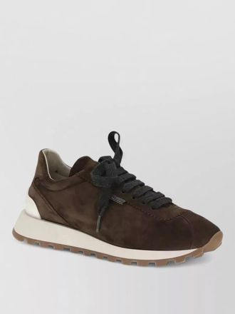 Brunello Cucinelli low top sneakers contrast sole suede finish