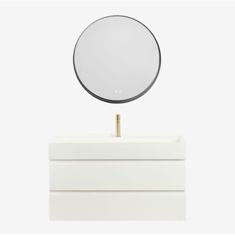 Sklum Conjunto De Mueble De Ba&ntilde;o En Madera Y Chapa De Fresno Con Lavabo Integrado Ona Sklum