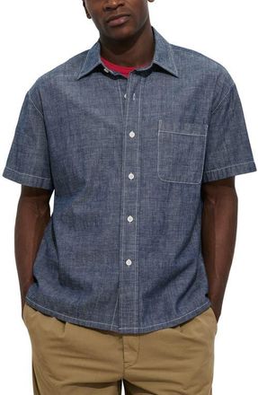 Alex Mill Franklin Short Sleeve Cotton Chambray Button-Up Shirt in Medium Wash at Nordstrom, Size Xx-Large