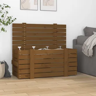vidaXL Caja Almacenaje Madera Maciza Pino Marr&oacute;n Miel 91x40,5x42 Cm Vidaxl
