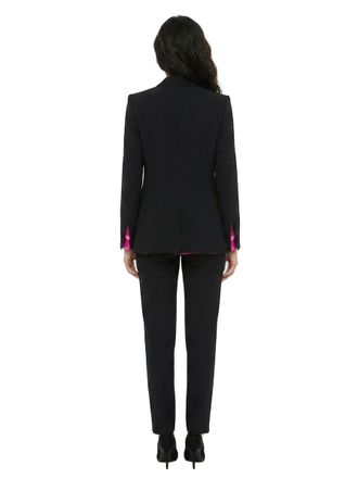 Dolce & Gabbana Contrast Lapel Silk Pant Suit - Black