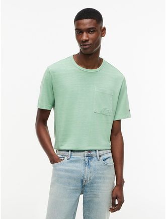 Tommy Hilfiger Mens Garment-Dyed Pocket T-Shirt - Cut Grass - XXL