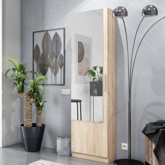 Dmora Zapatero Marr&oacute;n De Una Puerta Con Espejo, Medidas 180 X 50 X 22 Cm, Con Embalaje Reforzado - Dmora
