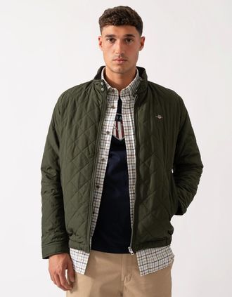 GANT Mens GANT Mens Quilted Windcheater Jacket - 368 Dark Moss Green - Tan - Size: 40/Regular