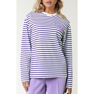 Colourful rebel Logo Wave Stripe Longsleeve Tee in Purple at Nordstrom, Size X-Small Eu