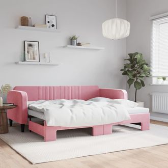 vidaXL Sof&aacute; Cama Nido Terciopelo Rosa 90x200 Cm Vidaxl