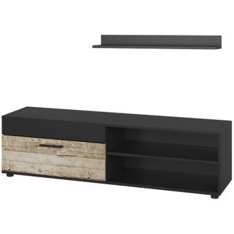 Vicco Parete attrezzata Berno, Rovere nero/sabbia, con 1 lembo, Vicco