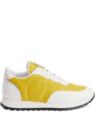 Giuseppe Zanotti Jimi crocodile-effect leather sneakers - Yellow