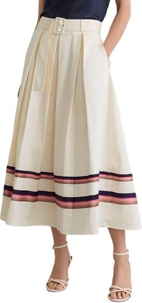 Reiss Rian Stripe Detail Belted Midi Skirt