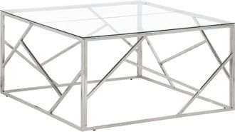 vidaXL Mesa De Centro Plateada Acero Inoxidable Y Vidrio Templado Vidaxl
