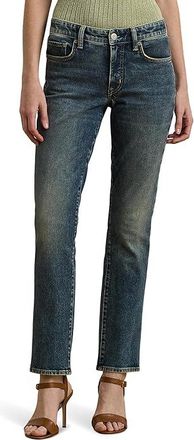 Lauren Ralph Lauren Mid-Rise Straight Ankle Jeans Womens Jeans Haze Wash : 12 28, Cotton/Denim/Elastane