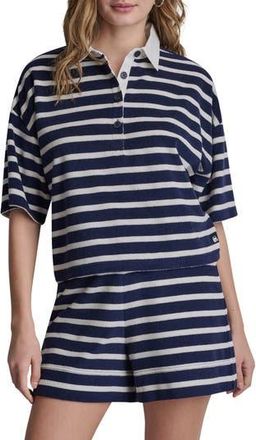 DKNY Stripe Terry Polo in Peacoat/Eg at Nordstrom Rack, Size X-Large