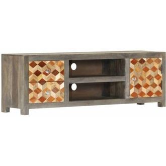 vidaXL vidaXL Mobile Porta TV Grigio 120x30x40 cm in Legno Massello di Mango