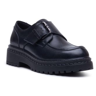 Hush Puppies Orla Monk Leren Dames Zwarte Instappers