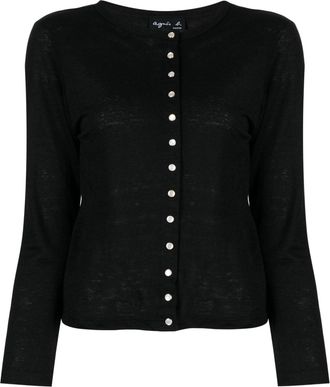 agn&egrave;s b. Le Petit linen cardigan - women - Linen/Flax - 1 - Black