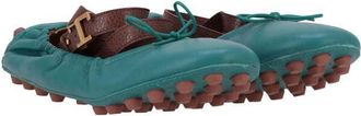 Tod's Womens Green/Brown Ballerina, Size 7