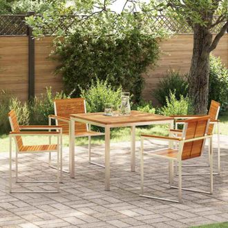 vidaXL Vidaxl - Conjunto De Comedor De Jard&iacute;n 5 Pcs Madera S&oacute;lida De Acacia