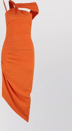 Versace Jeans Couture draped dress with asymmetrical neckline and ruched detailing