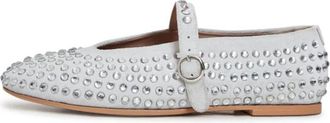 Cesare Gaspari Schoenen, Dames, Grijs, 40 EU, Leer, Rhinestones Leren Ballerinas