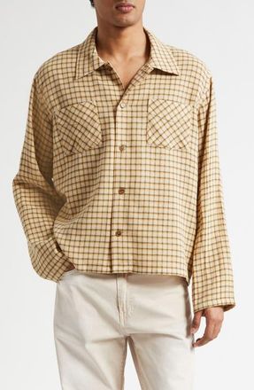 Stockholm Surfboard Club Club Check Cotton Blend Overshirt in Yellow Check at Nordstrom, Size X-Large
