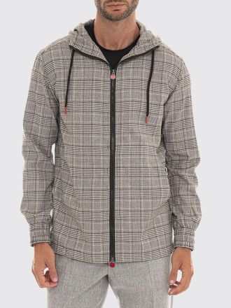 Kiton Felpa con cappuccio e zip in cotone con motivo tartan