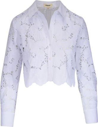 L'agence Cropped blouse met borduurwerk - Wit