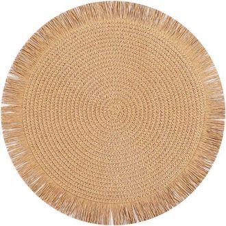 OEM Juego 4 Manteles Individuales Redondos Estilo Bohemio Bonitas Borlas, Duraderos, Resistentes Calor Antideslizantes 38 Cm, Color Blanco Roto