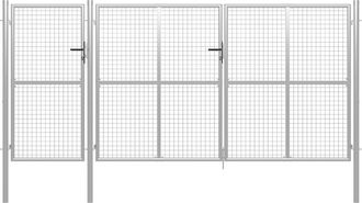 vidaXL Vidaxl - Puerta De Jard&iacute;n De Acero Plateado 400x150 Cm