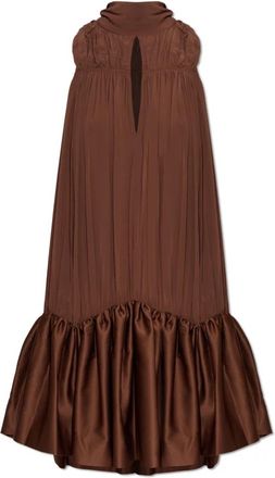 Rotate Korte Jurk Met Draperie - Dames - Feestkleedjes - Bruin - S - Kleedjes