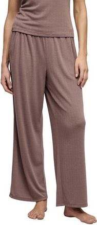 Barefoot Dreams Scalloped Trim Pointelle Wide Leg Pants in Sable at Nordstrom, Size X-Small