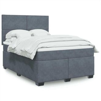 vidaXL Vidaxl - Cama Box Spring Con Colch&oacute;n Terciopelo Gris Oscuro 140x190 Cm