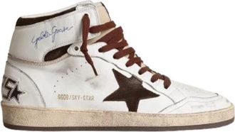 Golden Goose Sky Star Suede Chocolat - Heren - Sneakers - Wit - 42 EU - Katoen - Schoenen