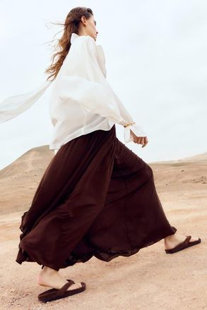 H&M Gathered modal skirt in Brown at Nordstrom, Size X-Small