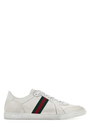 Gucci White Leather Stretch Sneakers