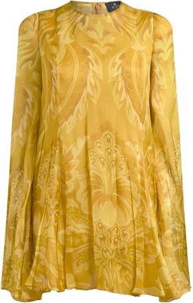Etro Abito corto a fiori plissettato - Giallo