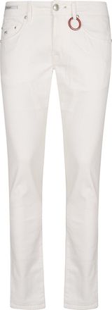 Sartoria Tramarossa Slim-Fit Tailored White Denim With Distinctive Red Leather Label