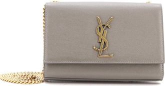 Saint Laurent Grey Grainy Leather Classic Monogram Crossbody Small (Authentic Pre-Loved)
