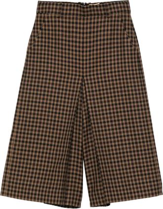 Saint Laurent Straight culotte met gingham ruit - Bruin