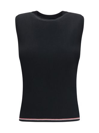 Thom Browne Ribbed Merino Wool Tank Top - Black