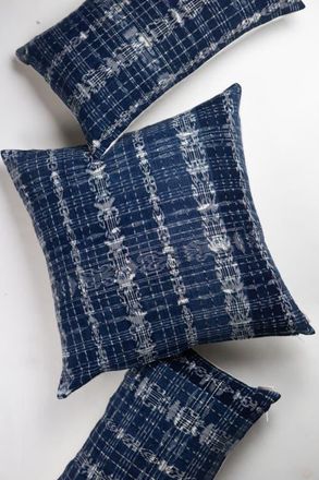 Archive New York Vintage Ikat Plaid Handwoven Cotton Throw Pillow in Blue at Nordstrom, Size 12X20