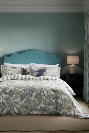 Sanderson Tapestry Tree Cotton Duvet Cover Set in Blue | Size: Super King