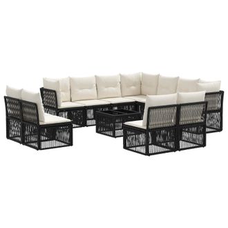 vidaXL Conjunto De Sof&aacute;s De Jard&iacute;n 12 Pcs Negro Rat&aacute;n Sint&eacute;tico Vidaxl
