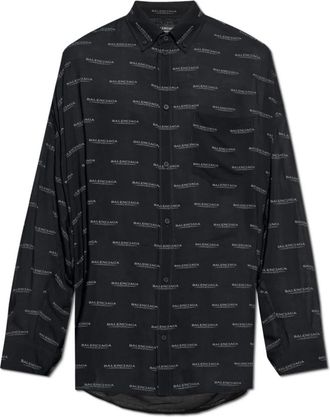 Balenciaga Overhemden, Heren, Zwart, S, Overhemd met monogram